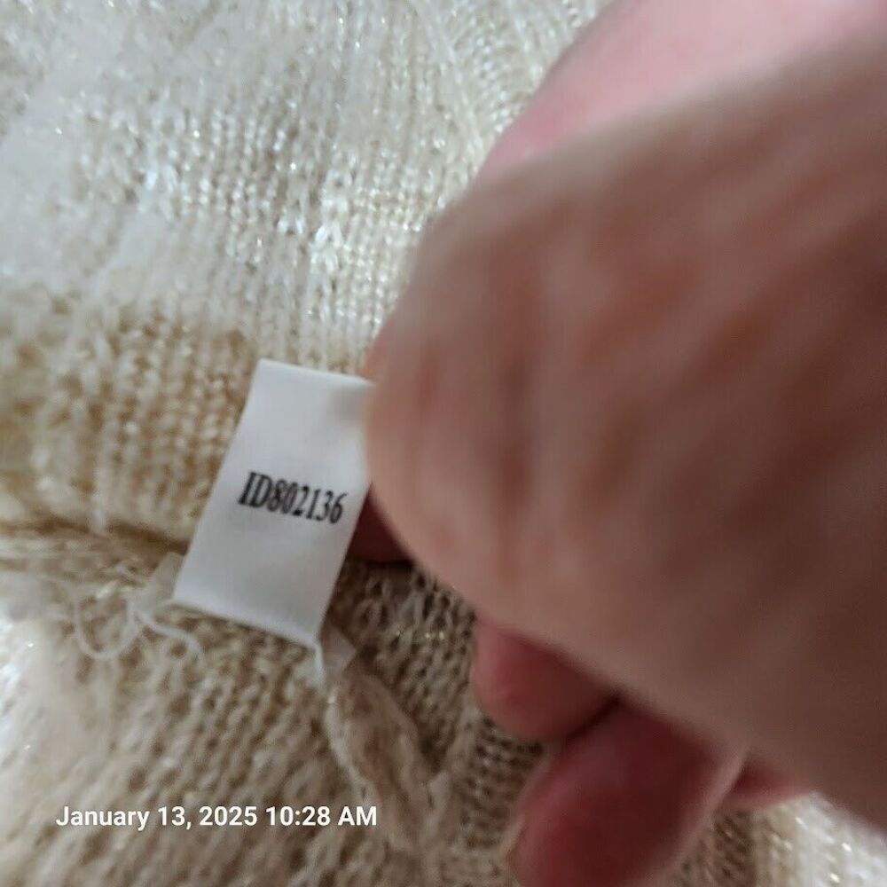White House Black Market Women's XS Open Cardigan/Sweater Cream/Metallic Thread - Picture 4 of 8